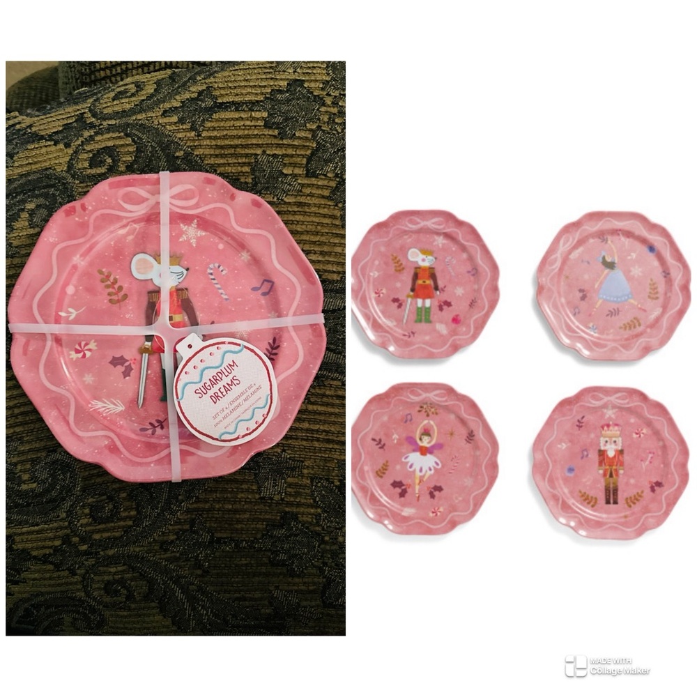 Sugarplum Dreams NWT Set of 4 Nutcracker Appetizer Plates